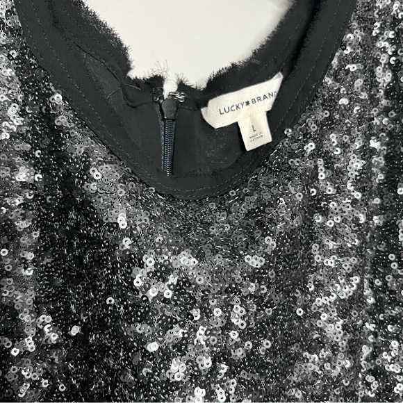 Lucky Brand women’s matte black sleeveless sequin shift mini dress size: Large - Picture 3 of 5